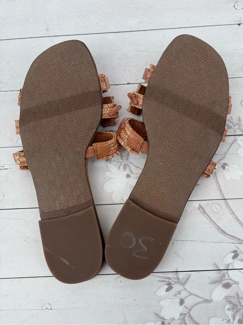 Sam Edelman Tan Ruffled Slide Sandals